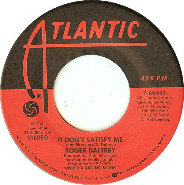 Roger Daltrey : After The Fire (7", Single, SP)