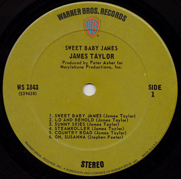 James Taylor (2) : Sweet Baby James (LP, Album, Ter)