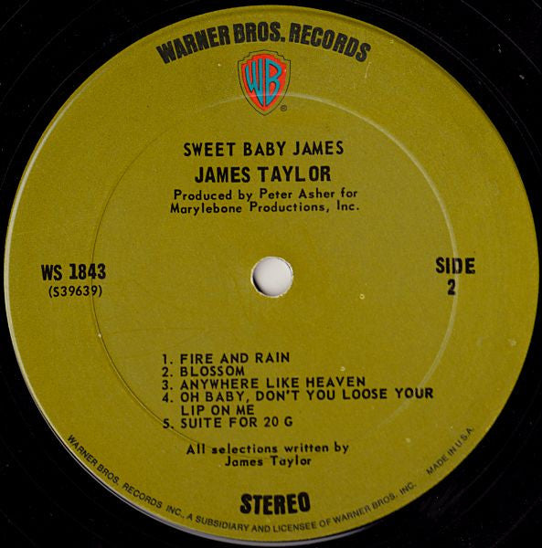 James Taylor (2) : Sweet Baby James (LP, Album, Ter)