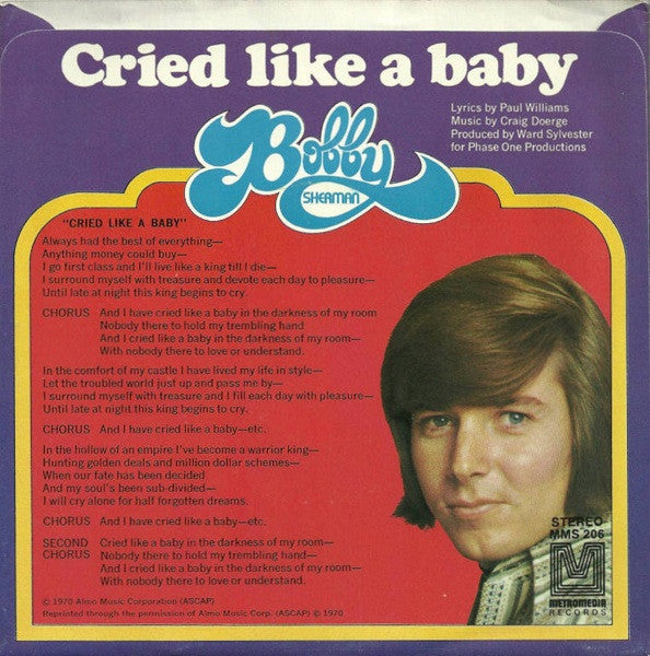 Bobby Sherman : Cried Like A Baby (7", Single, Ter)