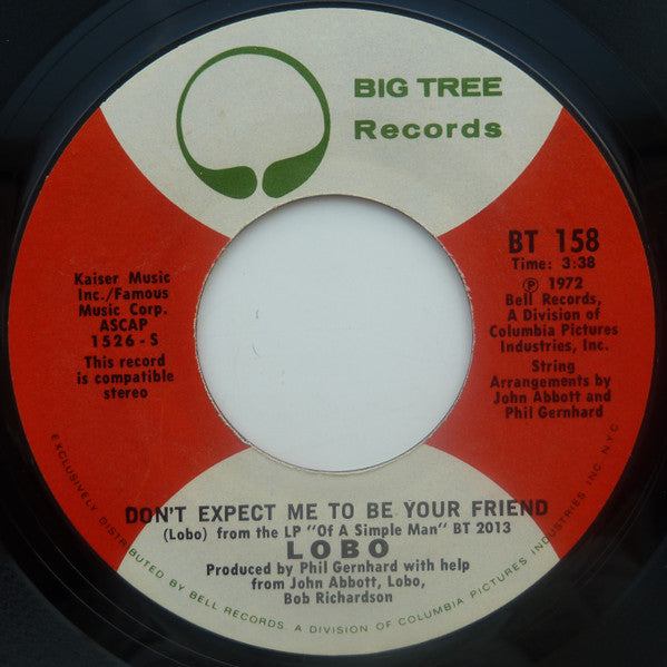 Lobo (3) : Don't Expect Me To Be Your Friend / A Big Red Kite (7", Ter)