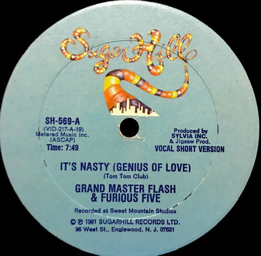 GrandMaster Flash & The Furious Five : It's Nasty (Genius Of Love) (12", RP, Blu)