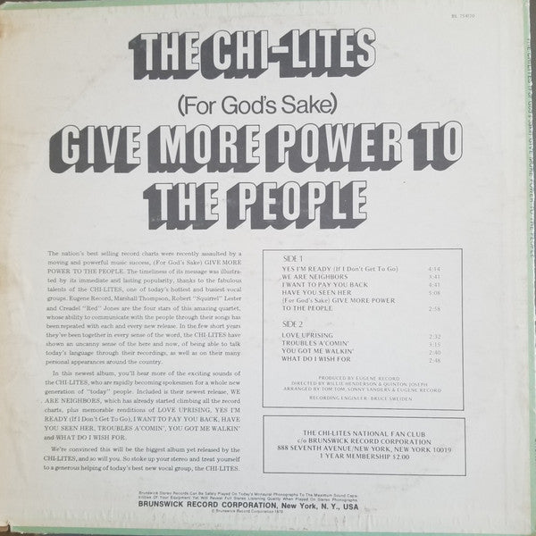 The Chi-Lites : (For God's Sake) Give More Power To The People (LP, Album, Los)