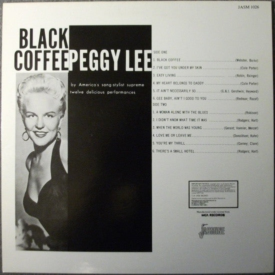 Peggy Lee : Black Coffee (LP, Album, Mono, RE)