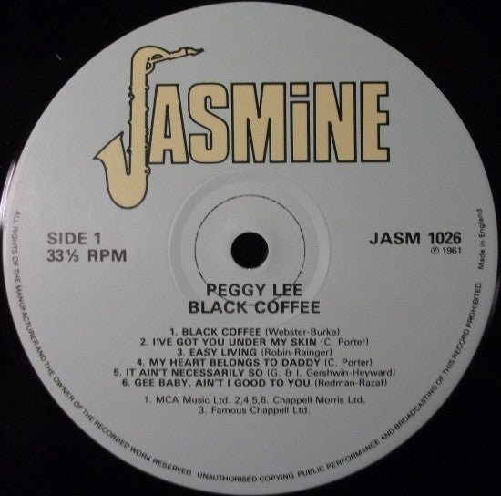 Peggy Lee : Black Coffee (LP, Album, Mono, RE)