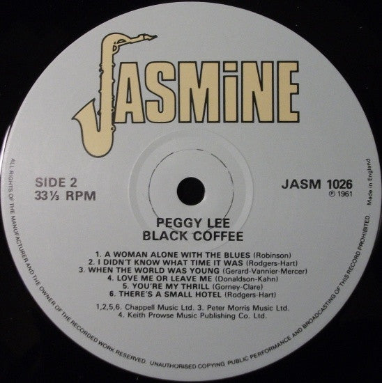 Peggy Lee : Black Coffee (LP, Album, Mono, RE)