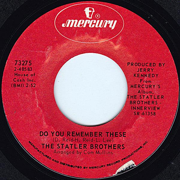 The Statler Brothers : Do You Remember These / Since Then (7", Single, Styrene, Phi)