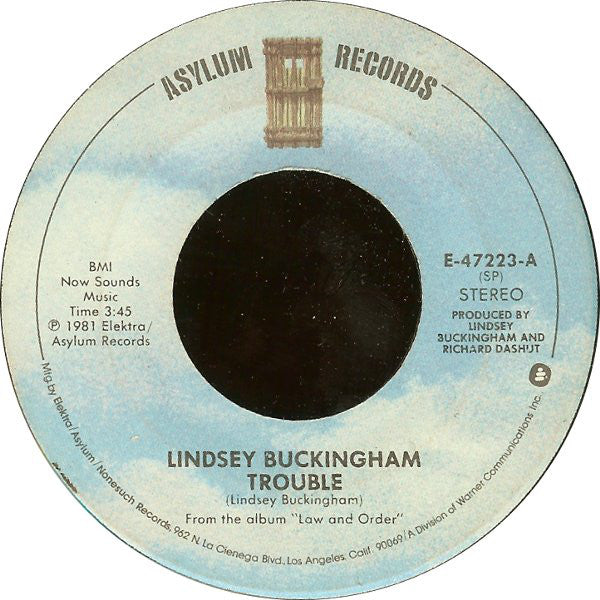 Lindsey Buckingham : Trouble (7", Single, Spe)
