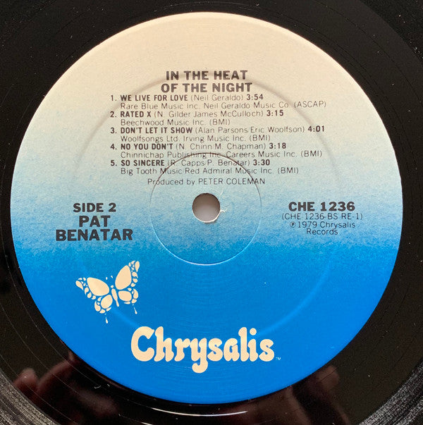 Pat Benatar : In The Heat Of The Night (LP, Album, PRC)