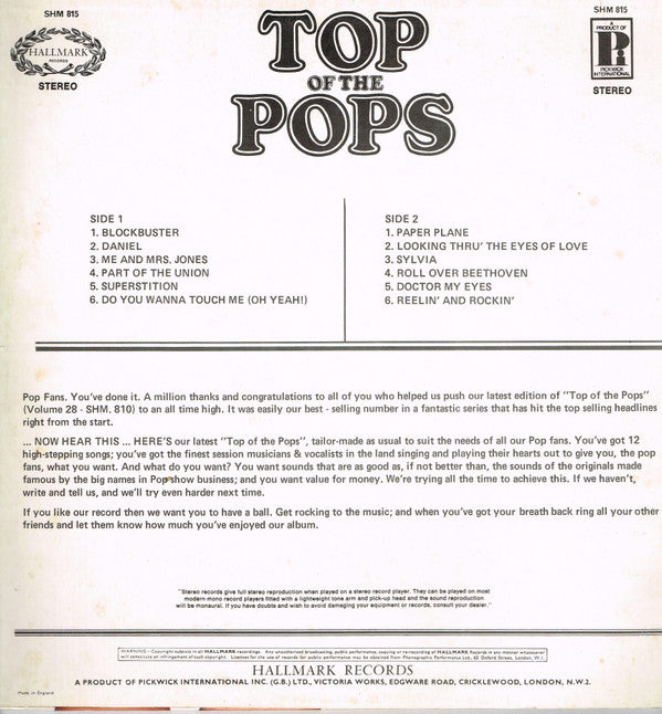 Unknown Artist : Top Of The Pops Vol. 29 (LP, Album)