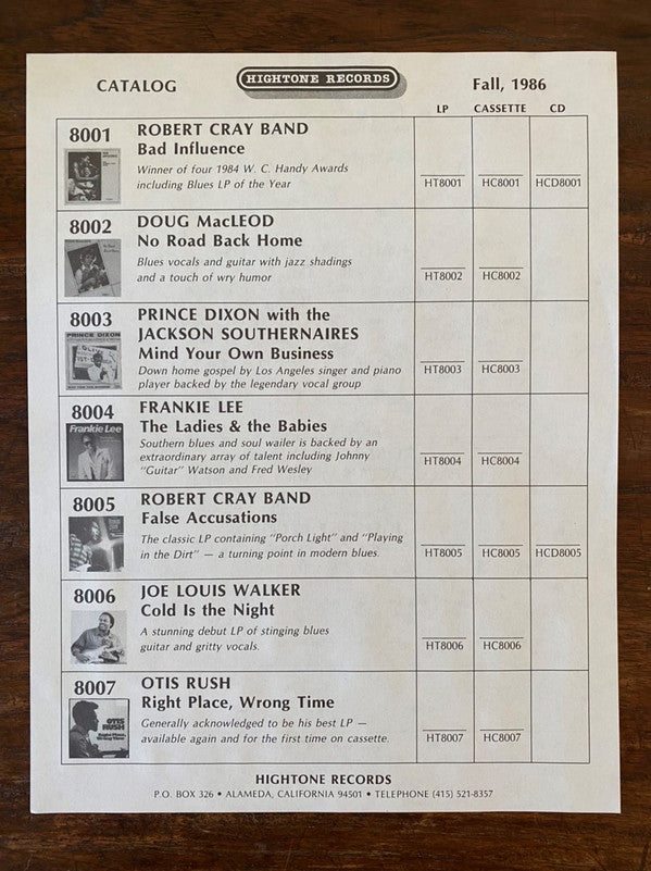 The Robert Cray Band : Bad Influence (LP, Album)