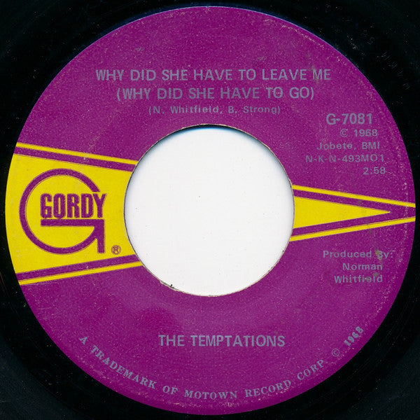The Temptations : Cloud Nine (7", Single, Ame)