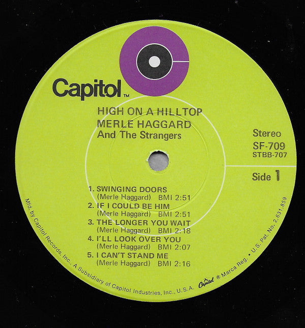Merle Haggard And The Strangers (5) : High On A Hilltop (LP, Album, RE, Win)
