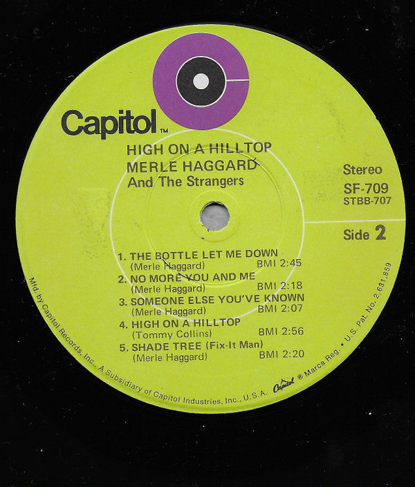 Merle Haggard And The Strangers (5) : High On A Hilltop (LP, Album, RE, Win)