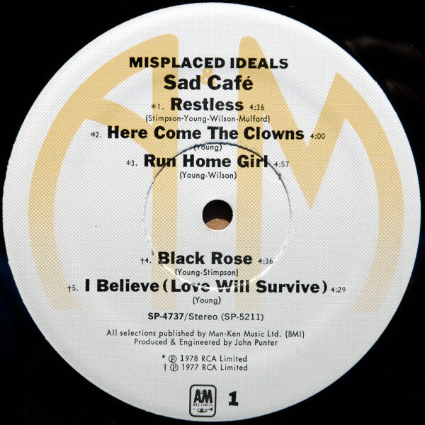 Sad Café : Misplaced Ideals (LP, Album, Mon)
