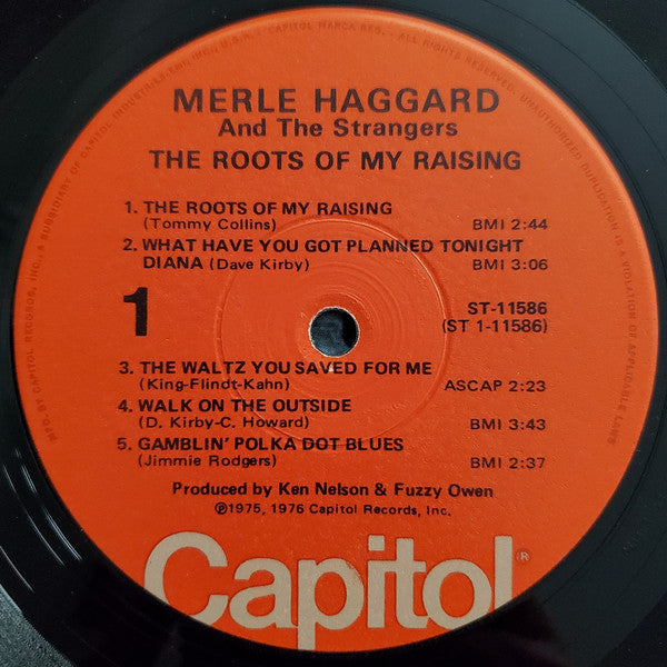 Merle Haggard And The Strangers (5) : The Roots Of My Raising (LP, Album, Win)
