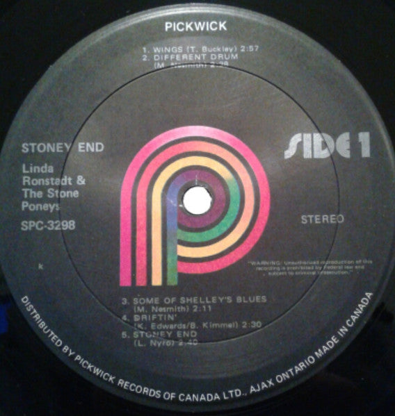Linda Ronstadt & The Stone Poneys : Stoney End (LP, Comp)