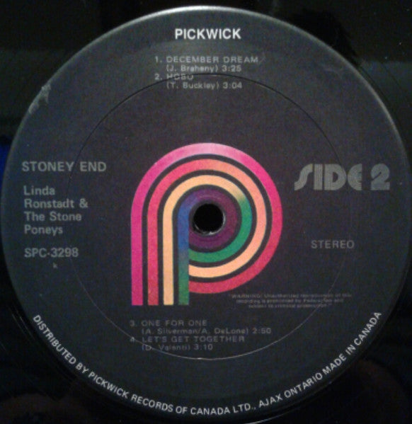 Linda Ronstadt & The Stone Poneys : Stoney End (LP, Comp)