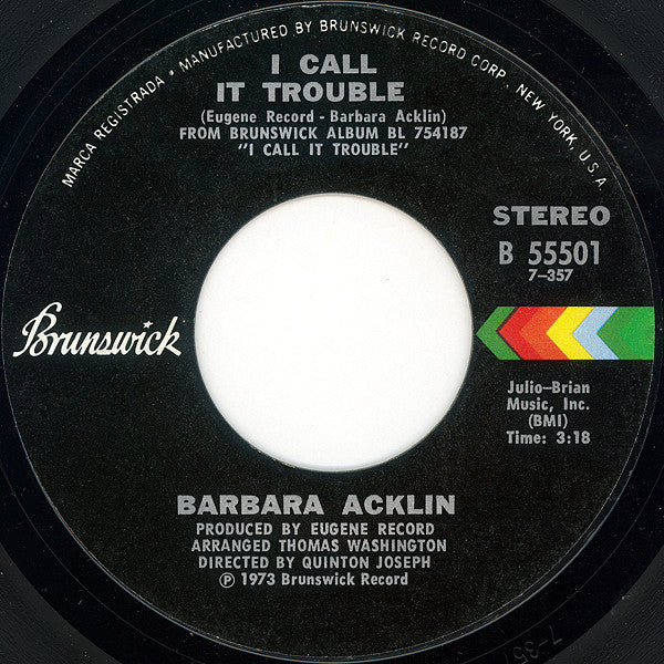 Barbara Acklin : I'll Bake Me A Man / I Call It Trouble (7", Single)