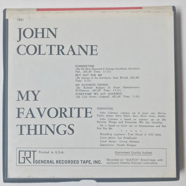 John Coltrane : My Favorite Things (Reel, 4tr Stereo, 7" Reel, Album)