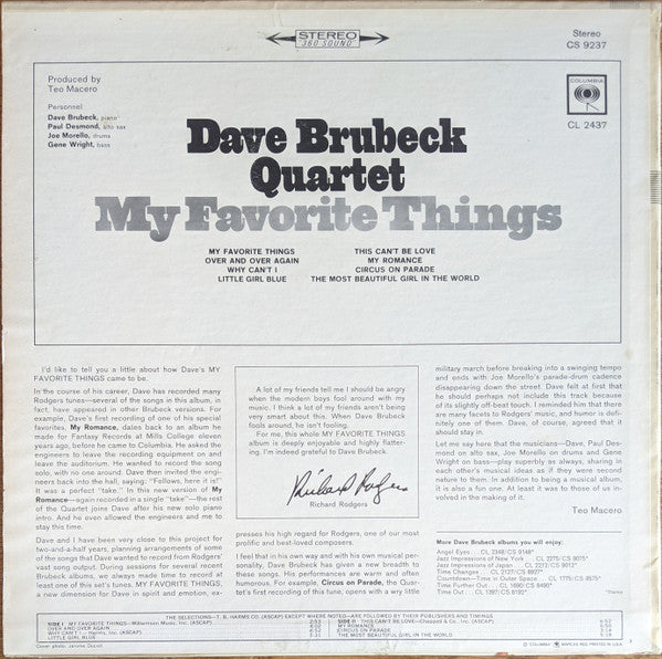 Dave Brubeck Quartet* : My Favorite Things (LP, Album)