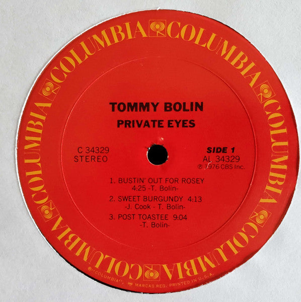 Tommy Bolin : Private Eyes (LP, Album, Pit)