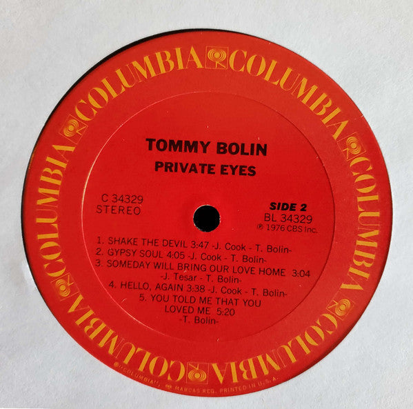 Tommy Bolin : Private Eyes (LP, Album, Pit)