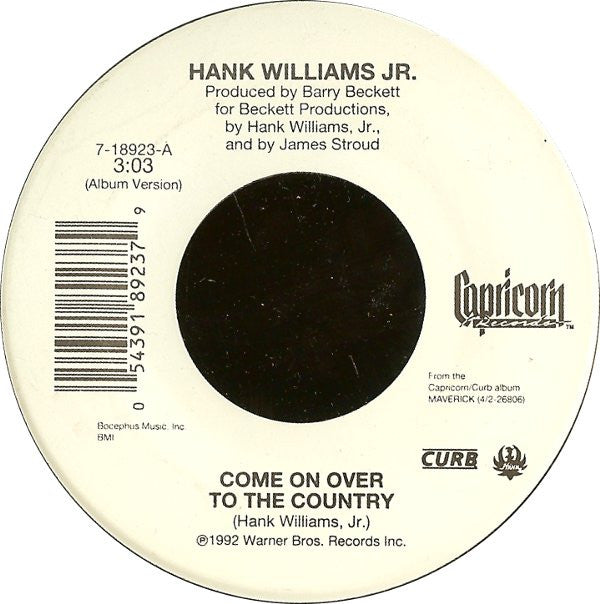 Hank Williams, Jr.* : Come On Over To The Country (7", Single, Spe)