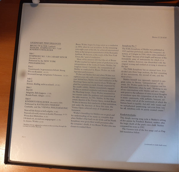 Bruno Walter, New York Philharmonic, Vienna Philharmonic Orchestra*, Kathleen Ferrier / Mahler* : Symphony No. 5 / Kindertotenlieder (2xLP, Comp, ELE + Box)