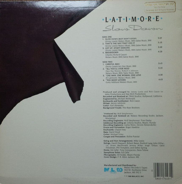 Latimore (2) : Slow Down (LP, Album)