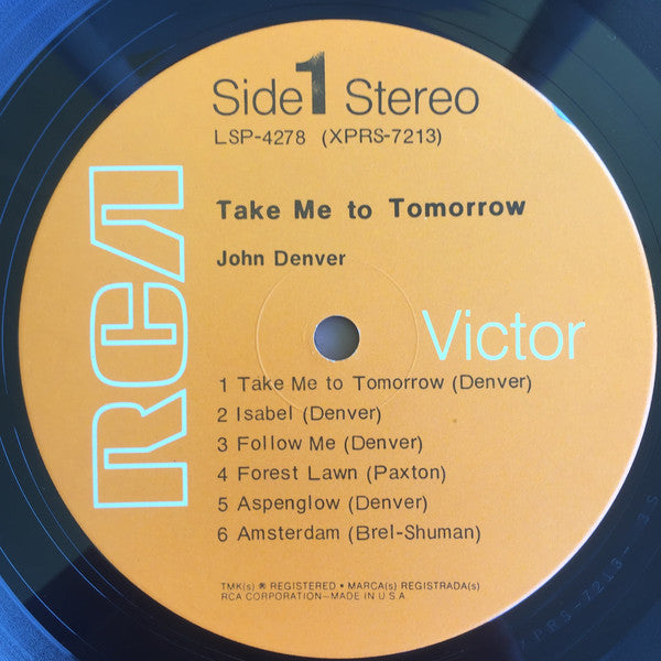 John Denver : Take Me To Tomorrow (LP, Album, Roc)