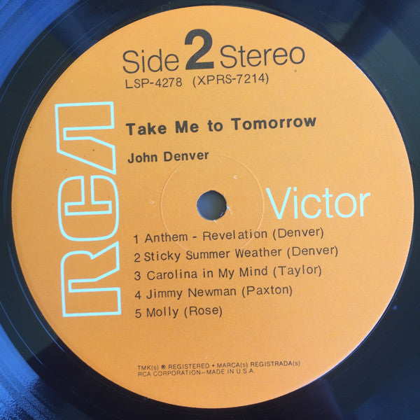 John Denver : Take Me To Tomorrow (LP, Album, Roc)