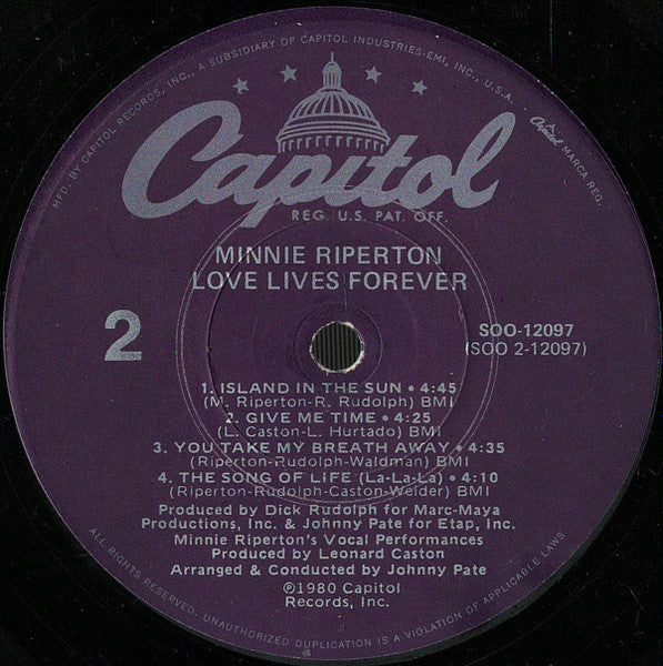 Minnie Riperton : Love Lives Forever (LP, Album, Los)