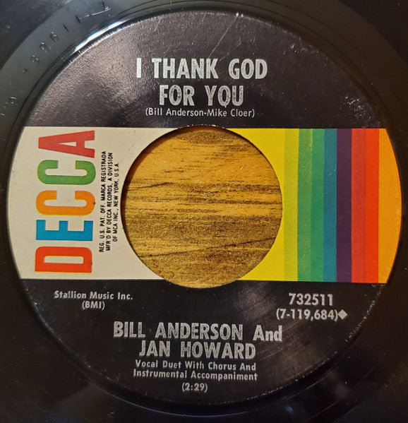 Bill Anderson And Jan Howard* : If It's All The Same To You (7")