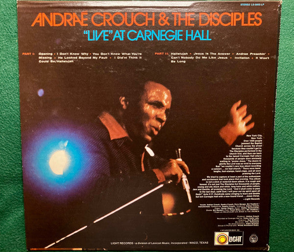 Andraé Crouch & The Disciples : "Live" At Carnegie Hall (LP, Album)