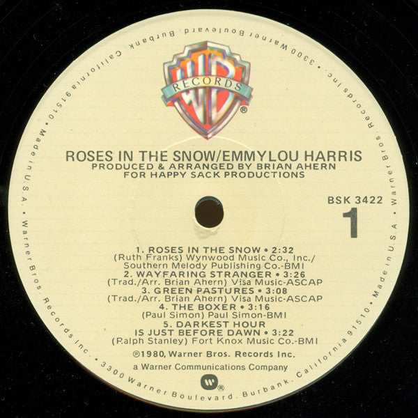 Emmylou Harris : Roses In The Snow (LP, Album, Jac)