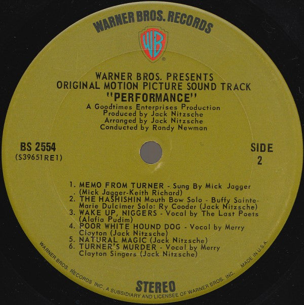 Various : Performance: Original Motion Picture Sound Track (LP, Album, San)