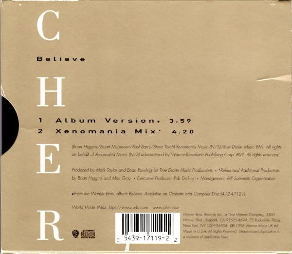 Cher : Believe (CD, Single, Sli)