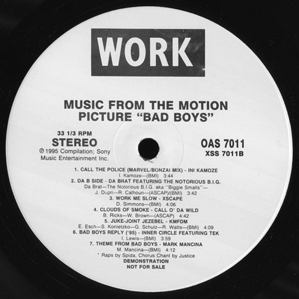 Various : Music From The Motion Picture "Bad Boys" (LP, Comp, Promo)