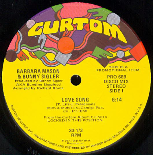 Barbara Mason & Bunny Sigler : Love Song / Locked In This Position (12", Promo)