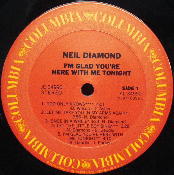 Neil Diamond : I'm Glad You're Here With Me Tonight (LP, Album, Pit)