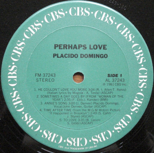 Placido Domingo With John Denver : Perhaps Love (LP, Album, Ter)