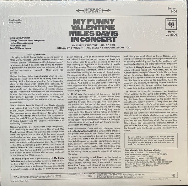 Miles Davis : My Funny Valentine (Miles Davis In Concert) (LP, Album, RE)
