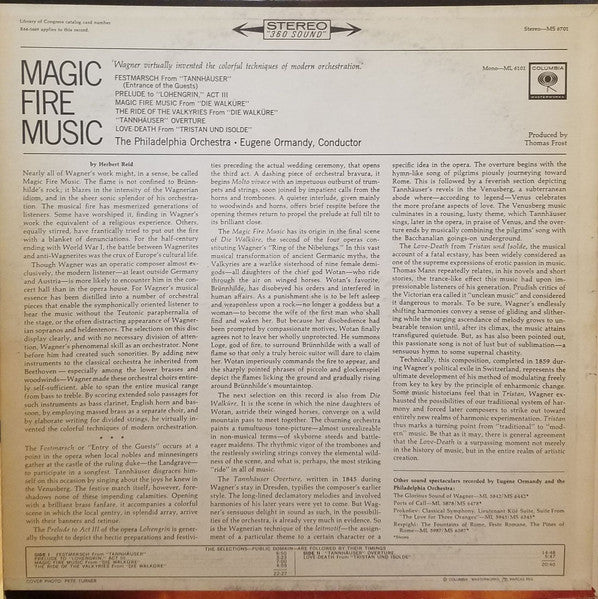 Wagner*, Eugene Ormandy, The Philadelphia Orchestra : Magic Fire Music (LP)
