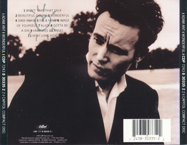 Adam Ant : Wonderful (CD, Album)