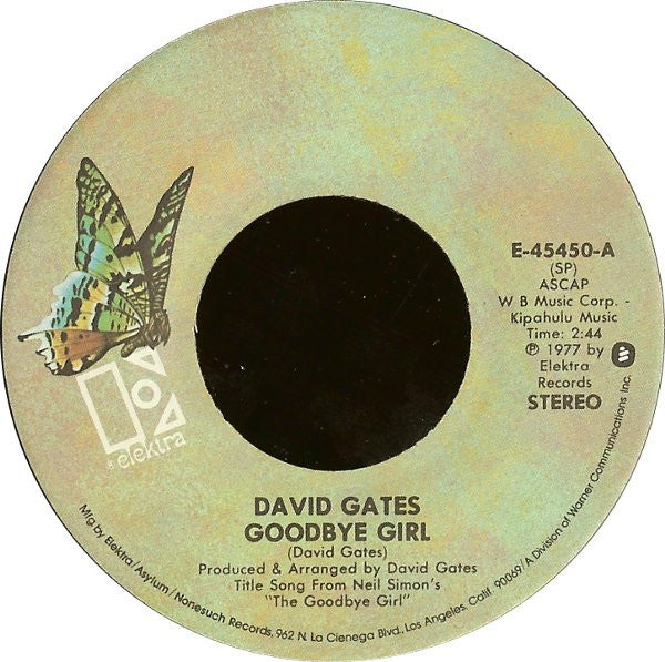 David Gates : Goodbye Girl (7", Single)