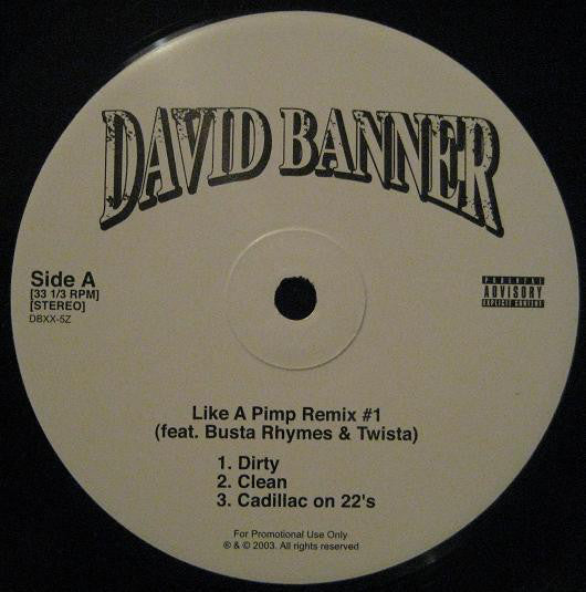 David Banner : Like A Pimp (Remix) (12", Promo)