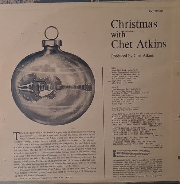 Chet Atkins : Christmas With Chet Atkins (LP, Album, Mono, Ind)