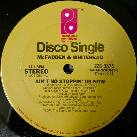 McFadden & Whitehead : Ain't No Stoppin' Us Now (12", Single, Ter)