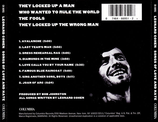 Leonard Cohen : Songs Of Love And Hate (CD, Album, RE)
